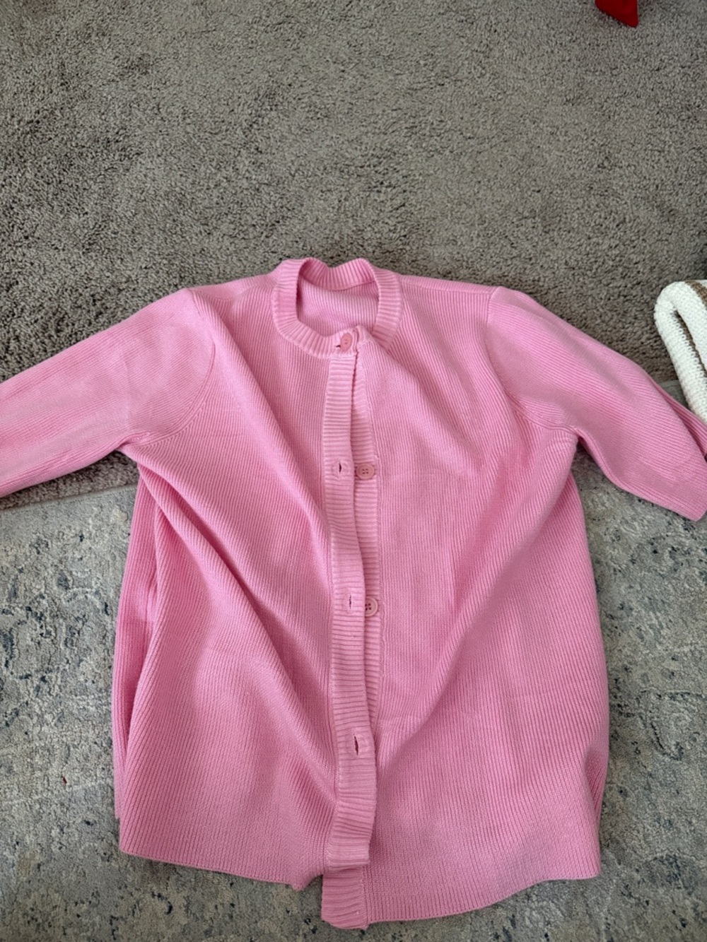 Pink Crewneck Button-Front Women's Sweater